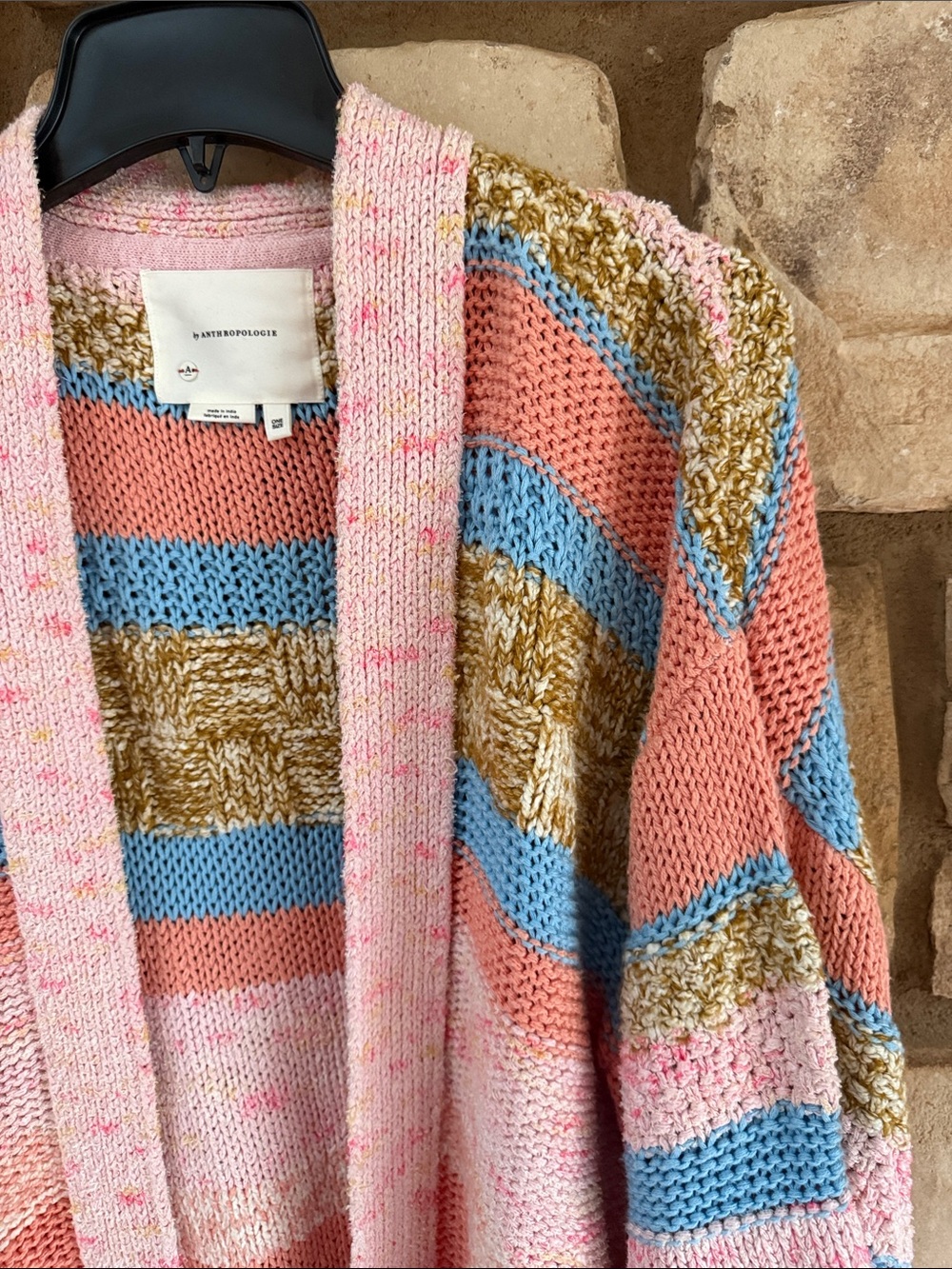by Anthropologie Textured Striped Cardigan one size - Picture 7 of 9